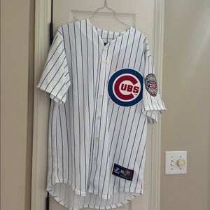 Majestic White and Blue Striped Jersey